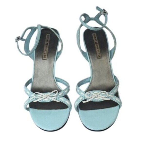 Tommy Hilfiger Womens Light Blue Strappy Heels Bow Detail Size 10 - Picture 1 of 5
